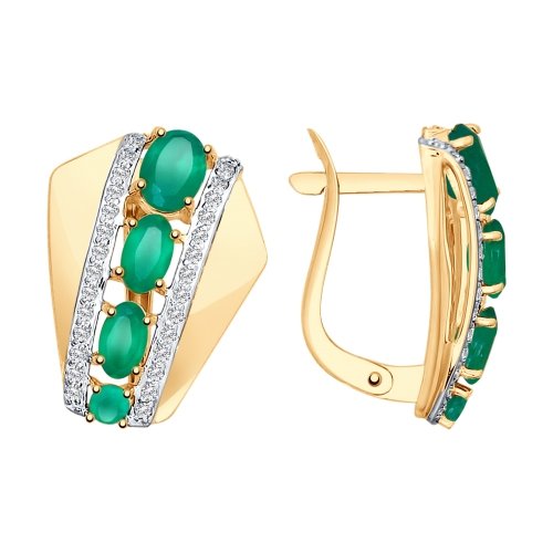 Серьги из золота с агатами 725117 Серьги (Au 585)