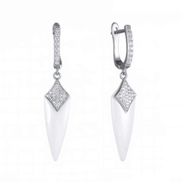 Серьги из серебра с керамикой 2120001058203 Серьги (Ag 925)