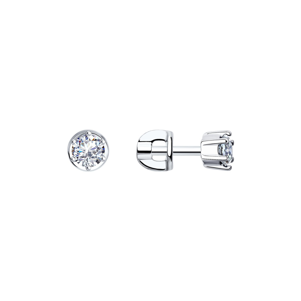 Серьги пусеты из серебра с фианитами 94021720 Серьги (Ag 925)