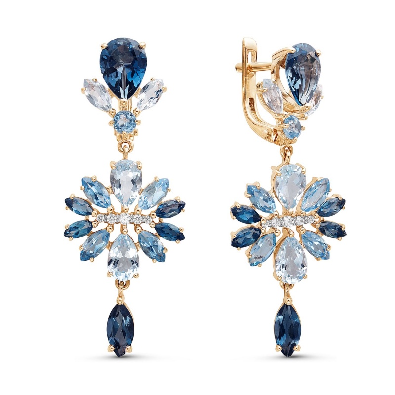 Серьги из золота с топазами и фианитами С122-3865М5 Серьги (Au 585)