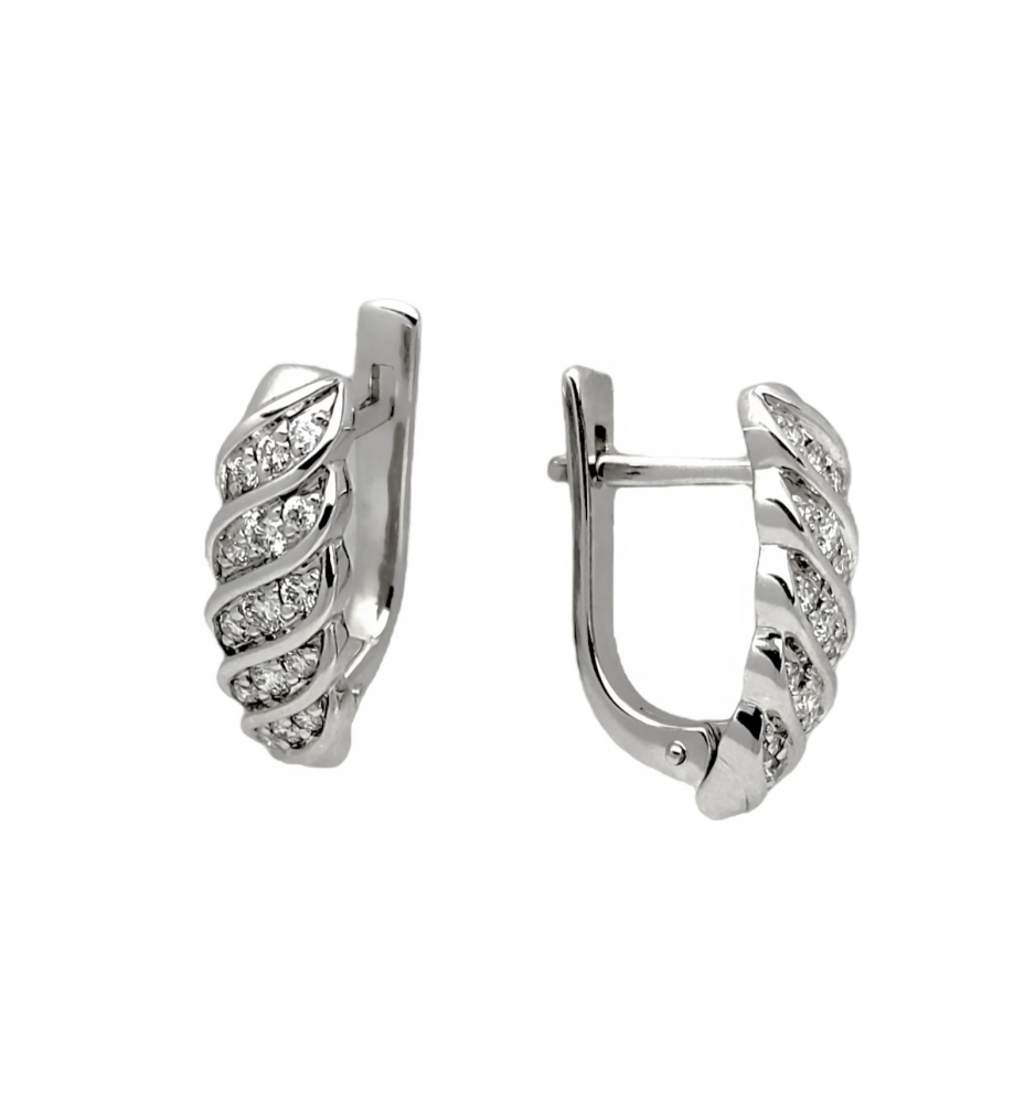 Серьги из белого золота с бриллиантами 1020730 Серьги (Au 585)