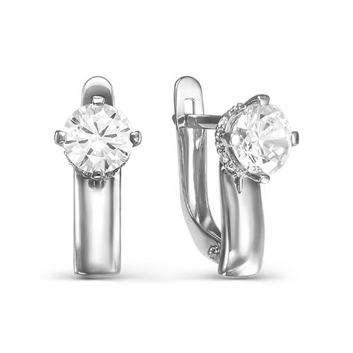 Серьги из серебра c фианитами с124471 Серьги (Ag 925)
