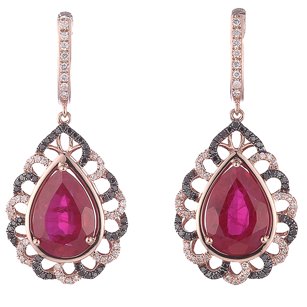 Серьги из золота с рубинами и бриллиантами 33500100377 Серьги (Au 585)