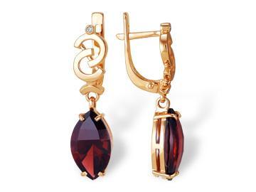 Серьги из желтого золота с топазами и фианитами 2180130 Серьги (Au 585)