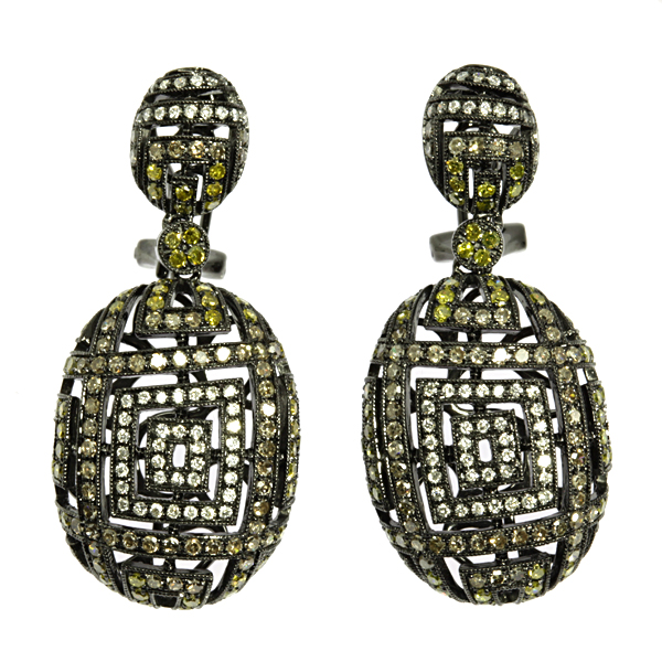 Серьги из белого золота c бриллиантами 09000160076 Серьги (Au 585)