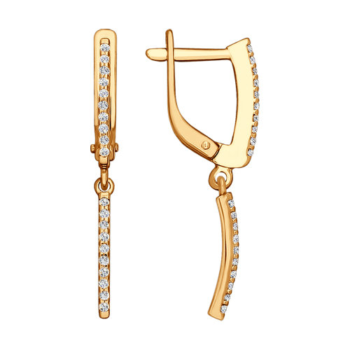 Серьги из золота с фианитами длинные 025625 Серьги (Au 585)