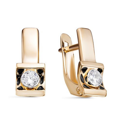 Серьги из золота с фианитами 128928 Серьги (Au 585)