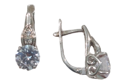 Серьги из серебра с горным хрусталем и фианитами  00207-231 Серьги (Ag 925)