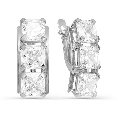 Серьги из серебра с фианитами  с123329 Серьги (Ag 925)
