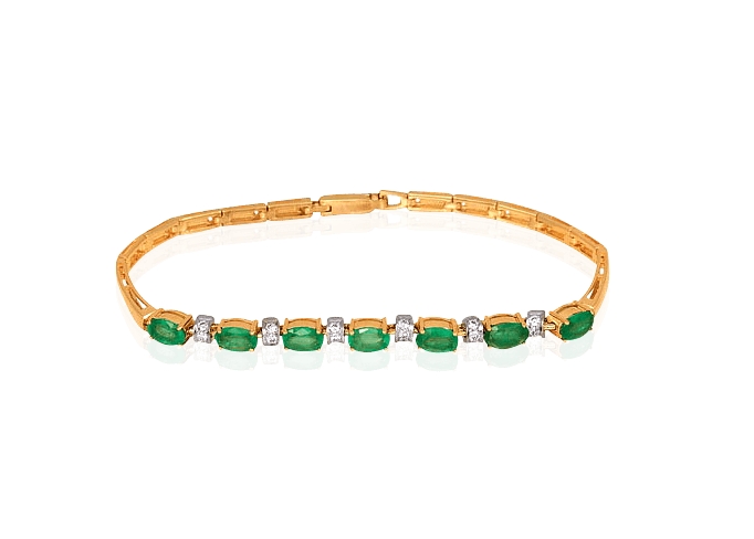Браслет из золота с изумрудами и бриллиантами 06-0032/1 Браслет (Au 585)