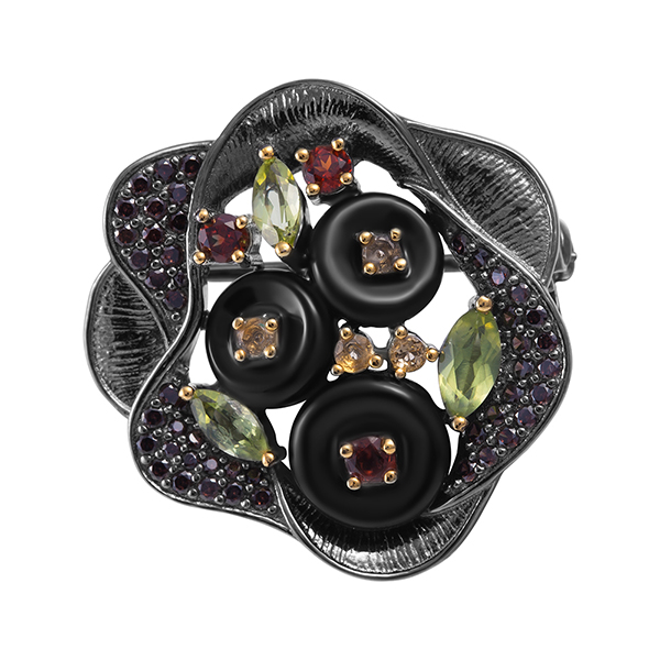 Брошь из серебра с полудрагоценными вставками 1500004021904 Брошь (Ag 925)