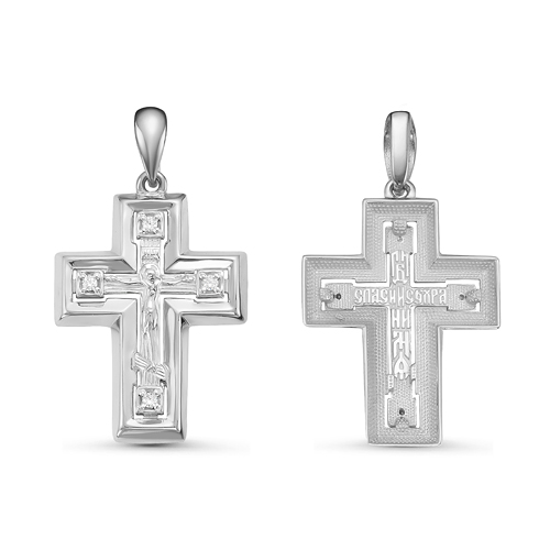 Крест из серебра с фианитами с080575 Крест (Ag 925)