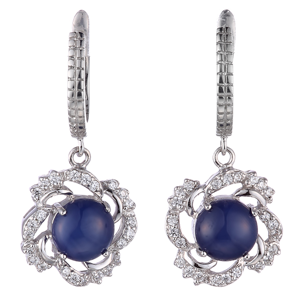 Серьги из серебра со звездчатыми сапфирами 2380001041301 Серьги (Ag 925)