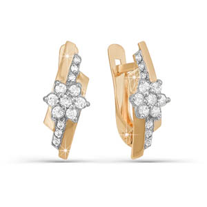 Серьги из золота с фианитами 121926 Серьги (Au 585)
