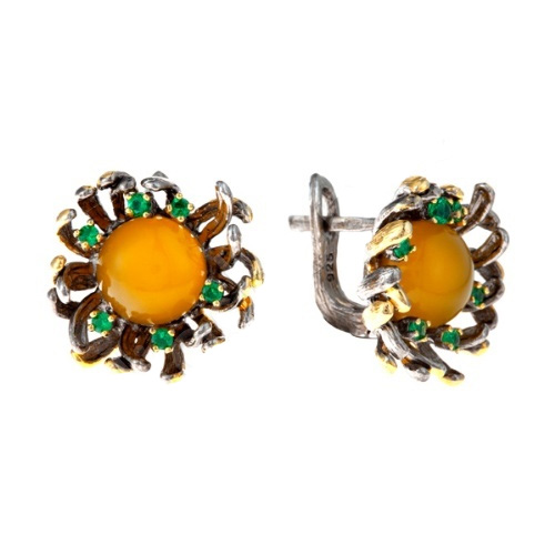 Серьги из серебра с янтарем 16С126135 Серьги (Ag 925)