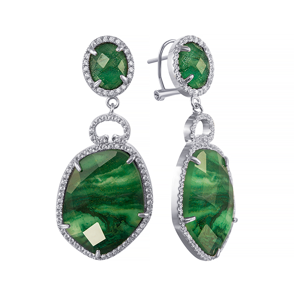 Серьги из серебра с яшмой 1740007006405 Серьги (Ag 925)