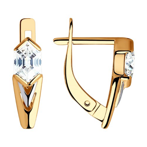 Серьги  пусеты из белого золота с фианитами SWAROVSKI 81020431 Серьги (Au 585)