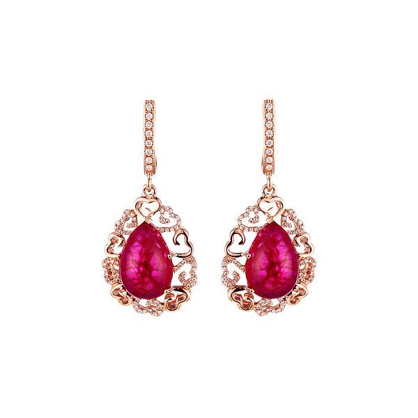 Серьги из золота с рубинами длинные 33500111296 Серьги (Au 585)