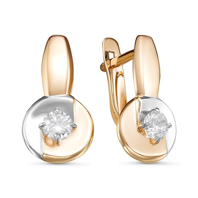 Серьги из золота с фианитами 127404 Серьги (Au 585)
