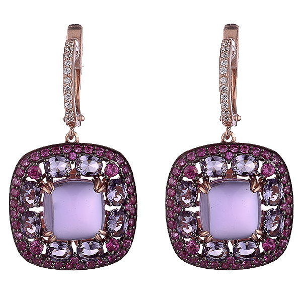 Серьги из серебра с аметистами 3670006085703 Серьги (Ag 925)