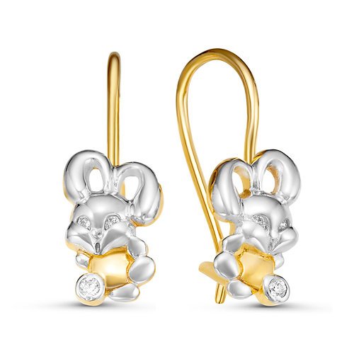 Серьги из золота с фианитами детские 126287 Серьги (Au 585)
