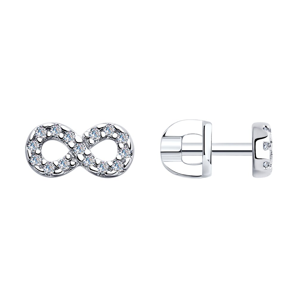 Серьги пусеты из серебра с фианитами 94025953 Серьги (Ag 925)