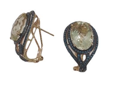 Серьги из желтого золота с лимонным кварцем и бриллиантами 0811 FP17-2515 Серьги (Au 585)