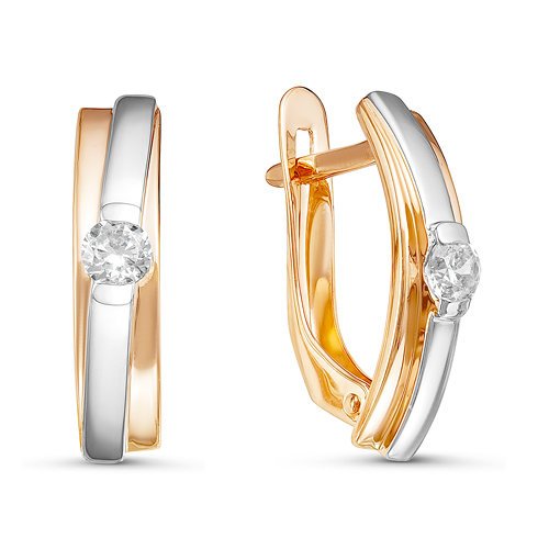 Серьги из золота с фианитами 126073 Серьги (Au 585)