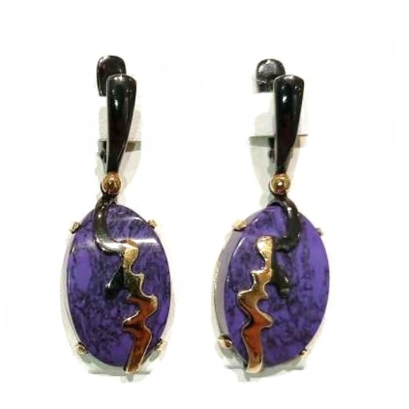 Серьги из серебра с чароитами 63024810503 Серьги (Ag 925)