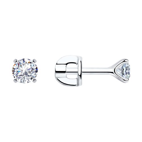 Серьги пусеты из серебра с фианитами 94021746 Серьги (Ag 925)