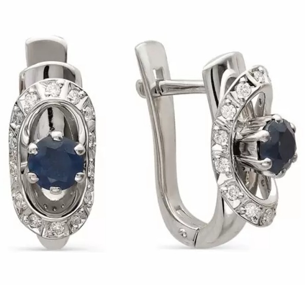Серьги из золота с сапфирами и бриллиантами 3020019 Серьги (Au 585)