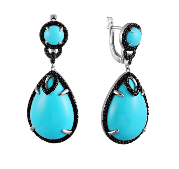 Серьги из серебра с бирюзой 3670008151103 Серьги (Ag 925)