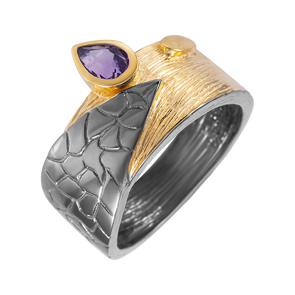 Кольцо из серебра с аметистом 1500004063102 Кольцо (Ag 925)