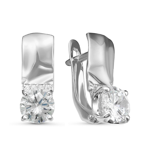 Серьги из серебра c фианитами с126726 Серьги (Ag 925)