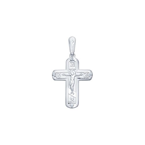 Крест из серебра с фианитами 94120126 Подвеска (Ag 925)
