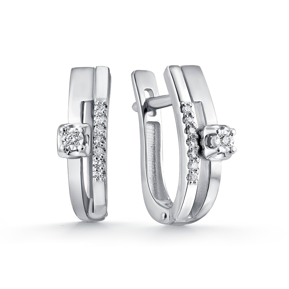 Серьги из белого золота с бриллиантами 234-220-150 Серьги (Au 585)