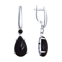 Серьги из серебра с авантюринами 83020052 Серьги (Ag 925)