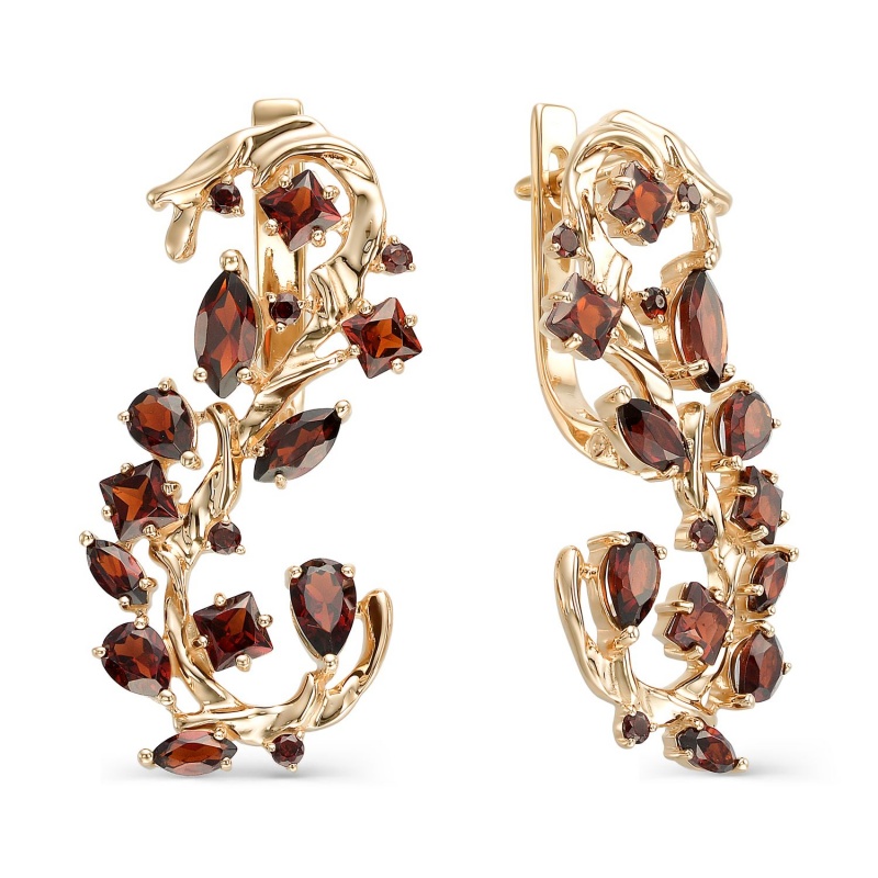 Серьги из золота с гранатами С120-3464Гр Серьги (Au 585)