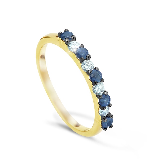 Кольцо из золота с сапфирами и бриллиантами  37828 Кольцо (Au 585)