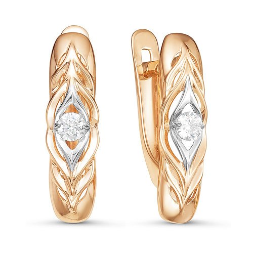 Серьги из золота с фианитами 125958 Серьги (Au 585)