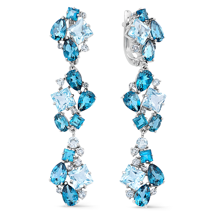 Серьги из белого золота с топазами С220-3202М4 Серьги (Au 585)