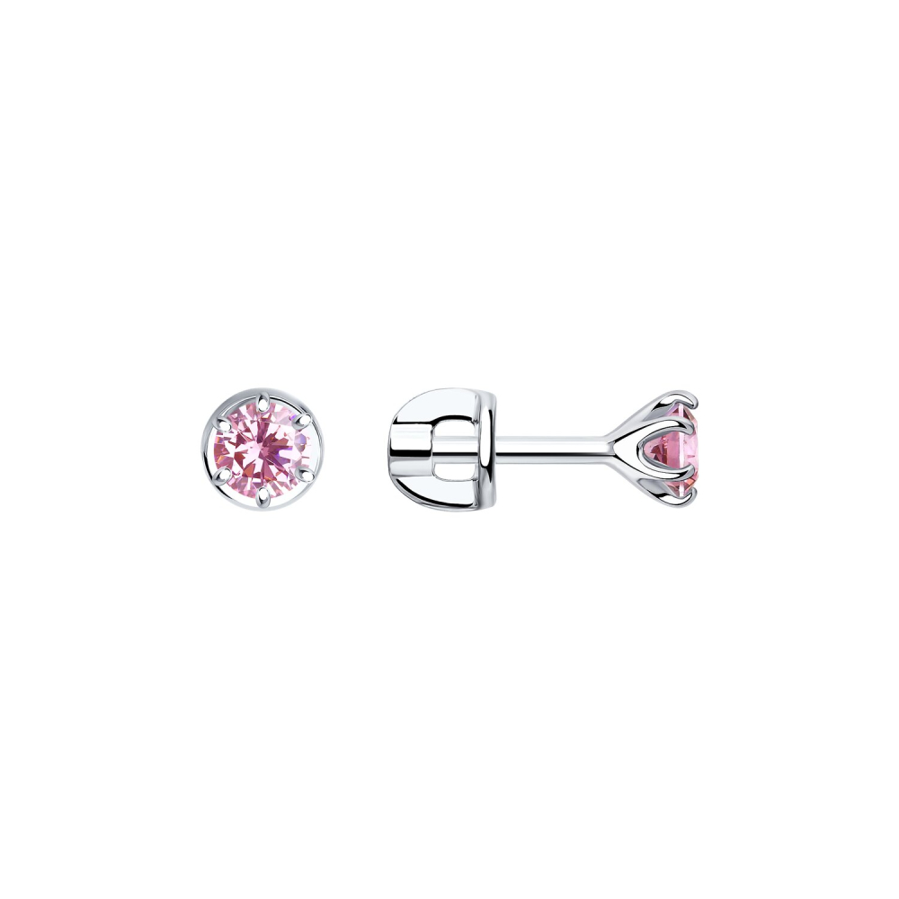 Серьги пусеты из серебра с фианитами 94023122 Серьги (Ag 925)