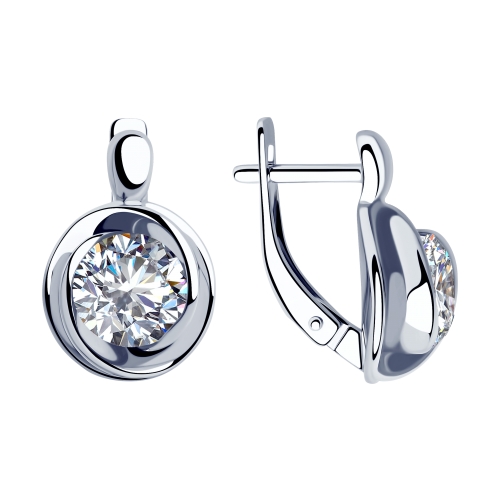 Серьги из серебра c фианитами 94023279 Серьги (Ag 925)