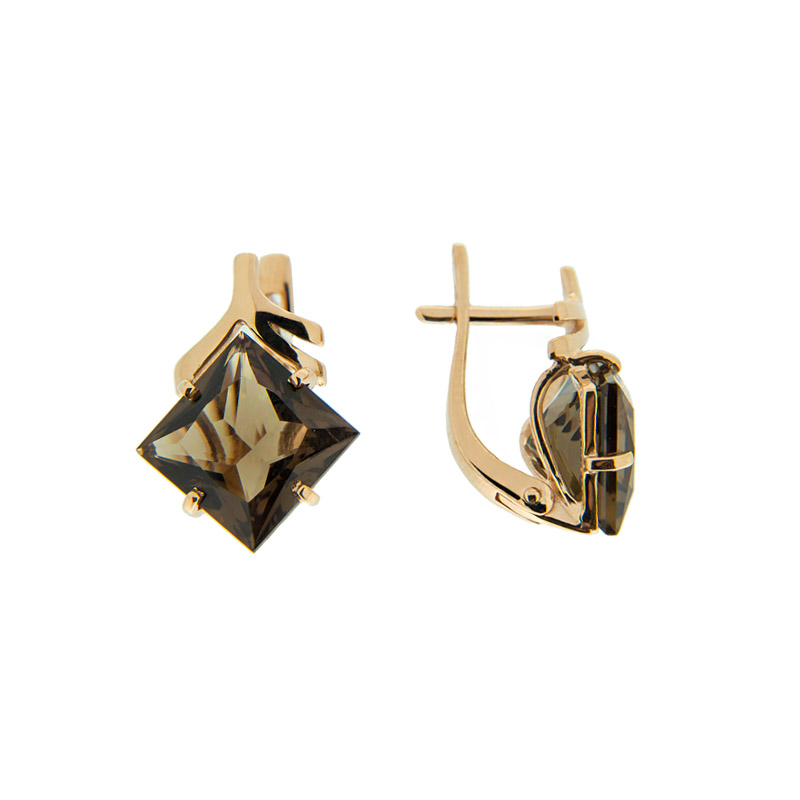 Серьги из желтого золота с раухтопазами 2330570 Серьги (Au 585)