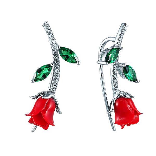 Серьги из серебра с синтетическими вставками 1870001022606 Серьги (Ag 925)