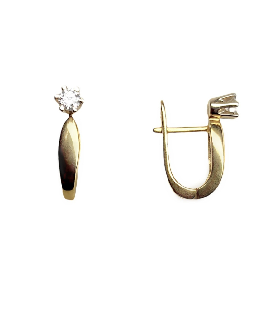 Серьги из желтого золота с бриллиантами 02605 Серьги (Au 750)