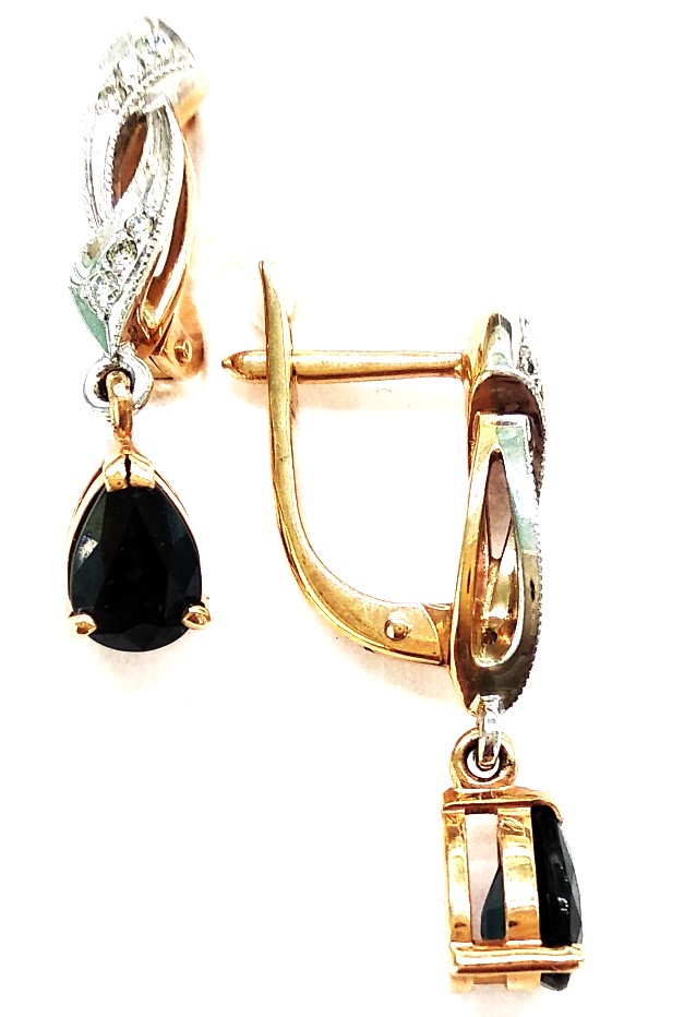 Серьги из золота с сапфирами и бриллиантами 3020126 №11 2 Серьги (Au 585)