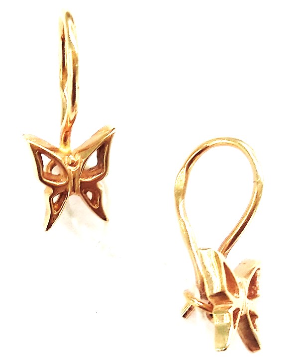 Серьги из золота детские С176П(бабочки) Серьги (Au 585)