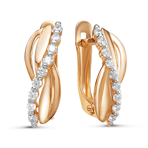 Серьги из золота с фианитами 124827 Серьги (Au 585)