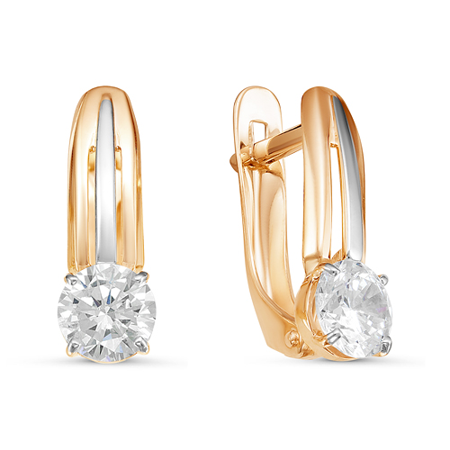 Серьги из золота с фианитами 126352 Серьги (Au 585)